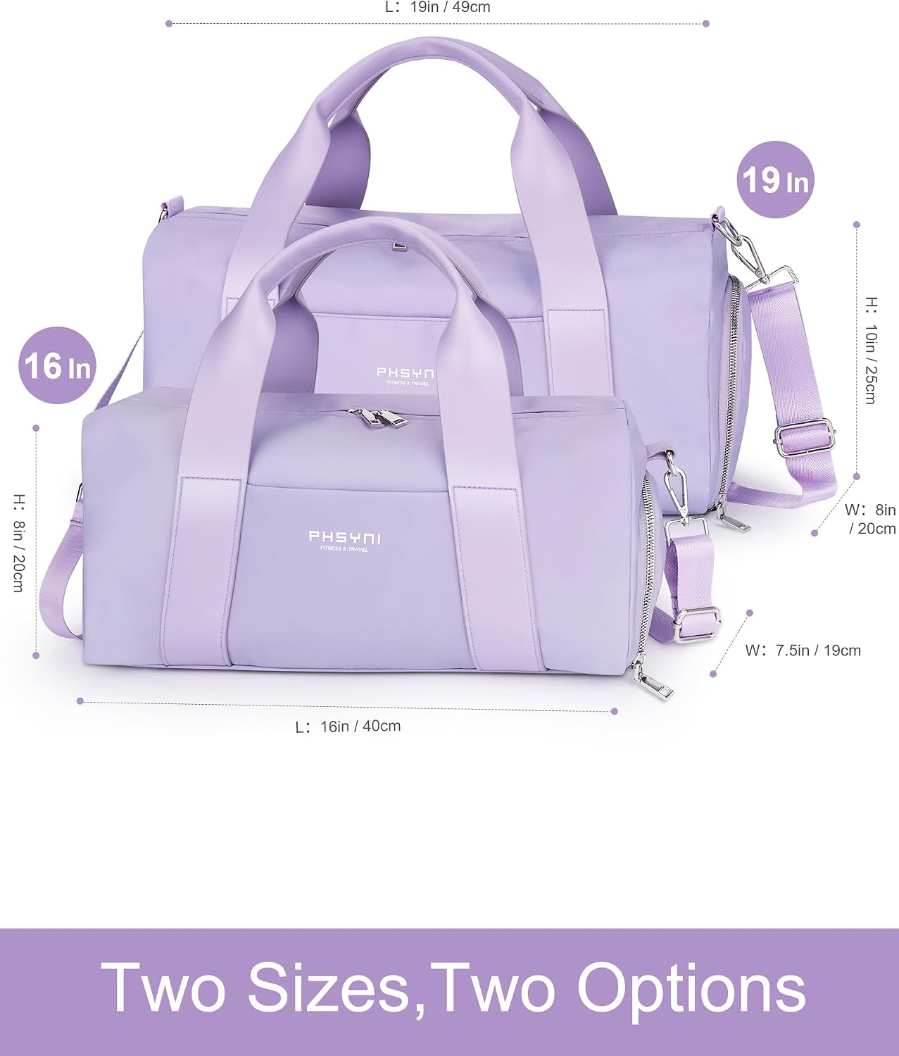Thumbnail 6 de Sac de sport femme 19 Pouces 25 L avec compartiment à chaussures et poche imperméable (49x20x25 cm)