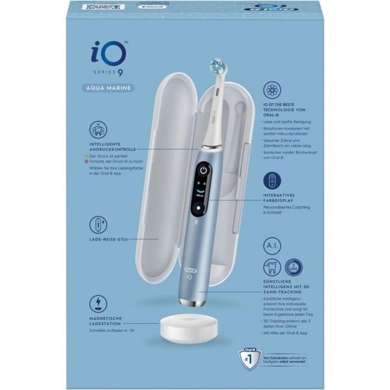Detalle de Oral-B iO Series 9 de Braun: cepillo de dientes eléctrico oscilante-rotativo con 7 modos, Bluetooth y IA