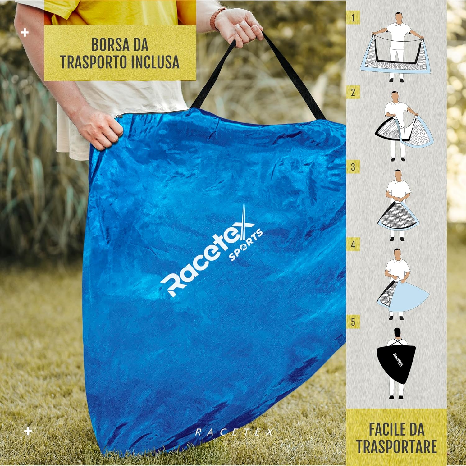 Thumbnail 2 de Racetex set di 2 porte da calcio per bambini con aste in fibra di vetro rinforzate e borsa da trasporto