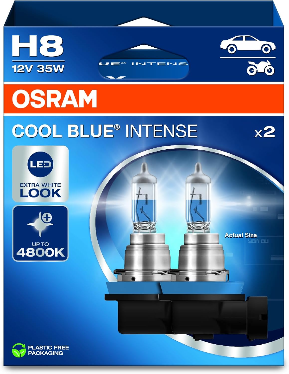 Thumbnail 1 de OSRAM COOL BLUE INTENSE H8: Two-Pack Halogen Headlight Lamps with LED-Look, up to 4,800K