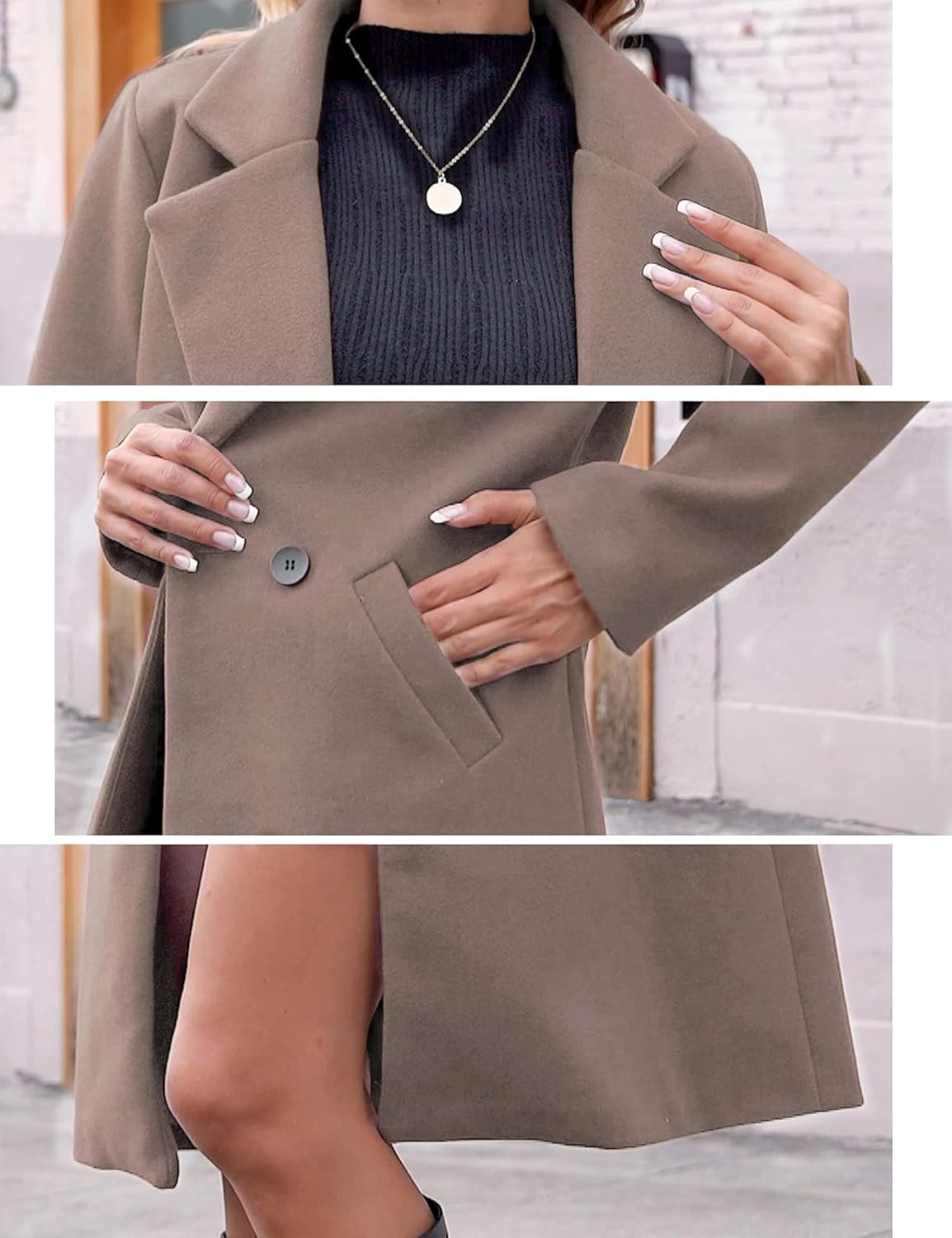 Thumbnail 4 de Hooever Women's Wool-Blend Peacoat, Double-Breasted with Notched Lapel