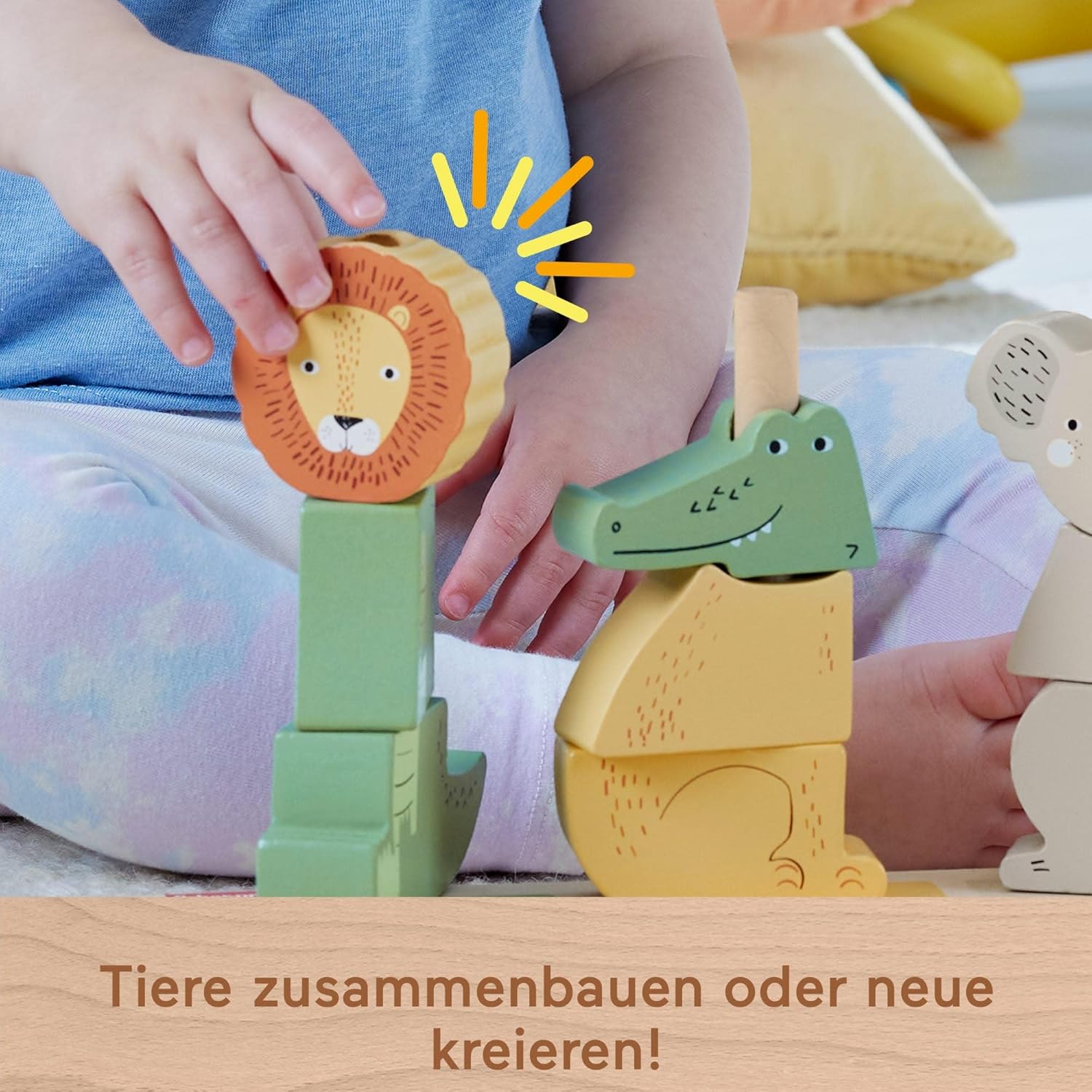 Thumbnail 3 de Fisher-Price Stapel- und Sortiertierwelt aus Holz (10 Teile, HXV04) ab 1 Jahr