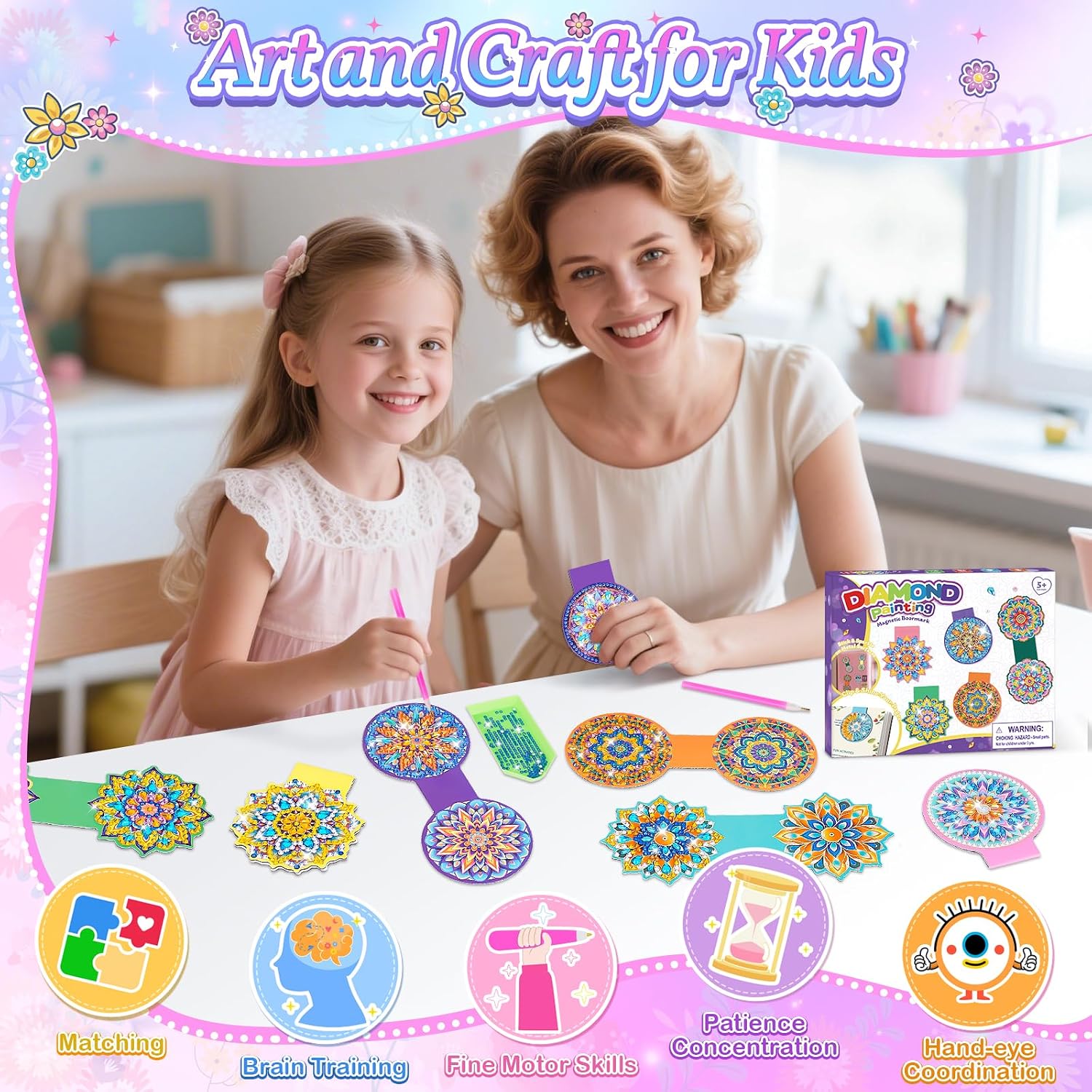 Detalle de Arts and Crafts for Kids 5-12 Year Old: Diamond Art Magnetic Bookmarks Kit