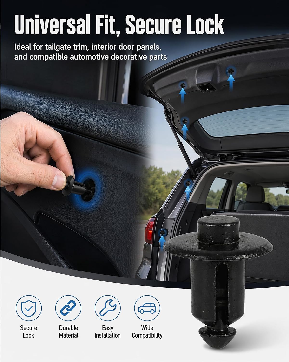 Detalle 1 de Tailgate Molding Rivet Retainer Clips, 7 mm