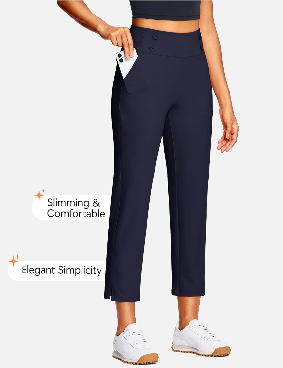 Detalle de ISEEGZ Capri Pants for Women: High-Waist Stretch Capris with Pockets (15/18/21/27) for Summer