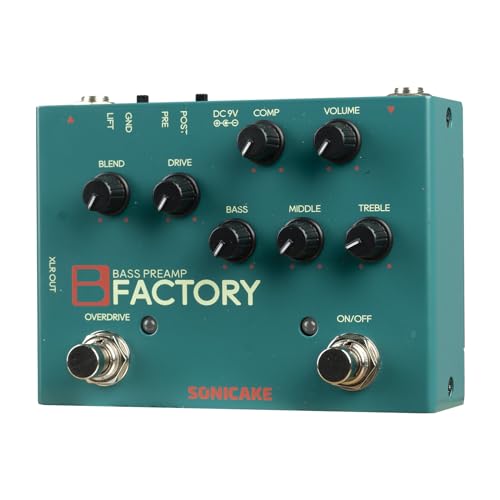 SONICAKE Pedale per basso con overdrive Preamp analogico