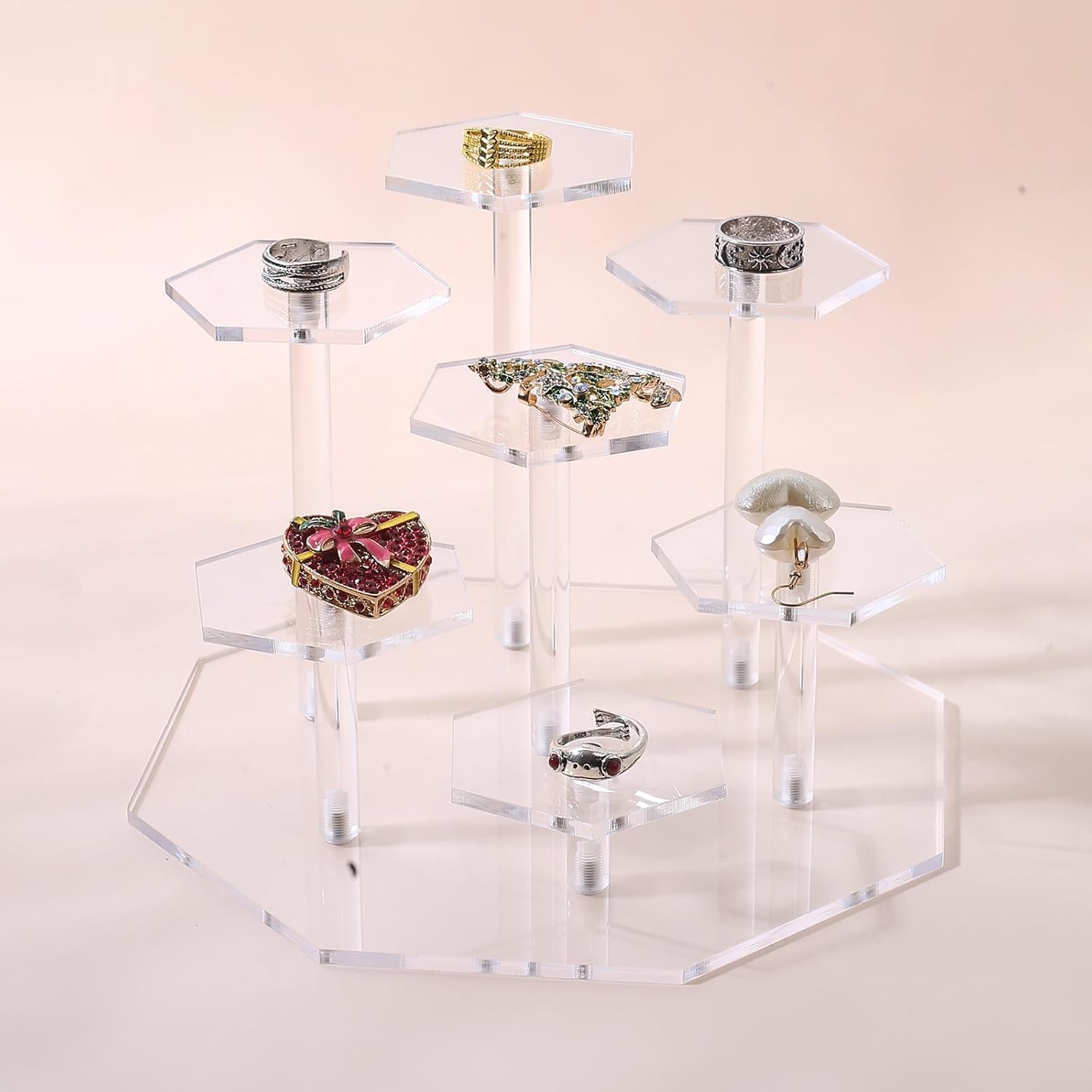 Detalle 2 de P PIPITA ZSJ-22cm 7-Tier Clear Acrylic Hexagon Display Stand