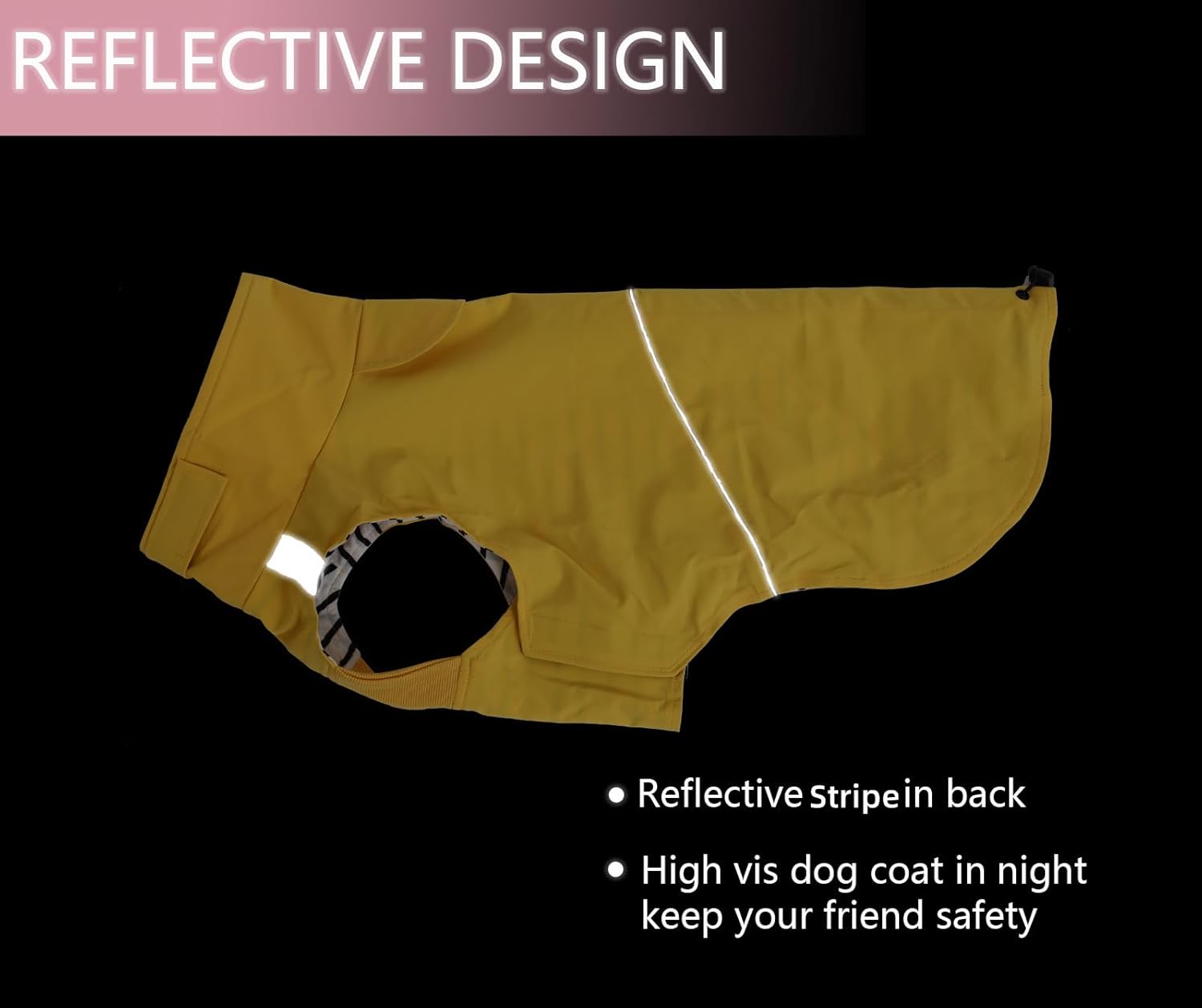 Thumbnail 6 de Morezi Dog Raincoat Rain Jacket Poncho (Yellow, Size S) – Reflective Stripe, Underbelly Protection