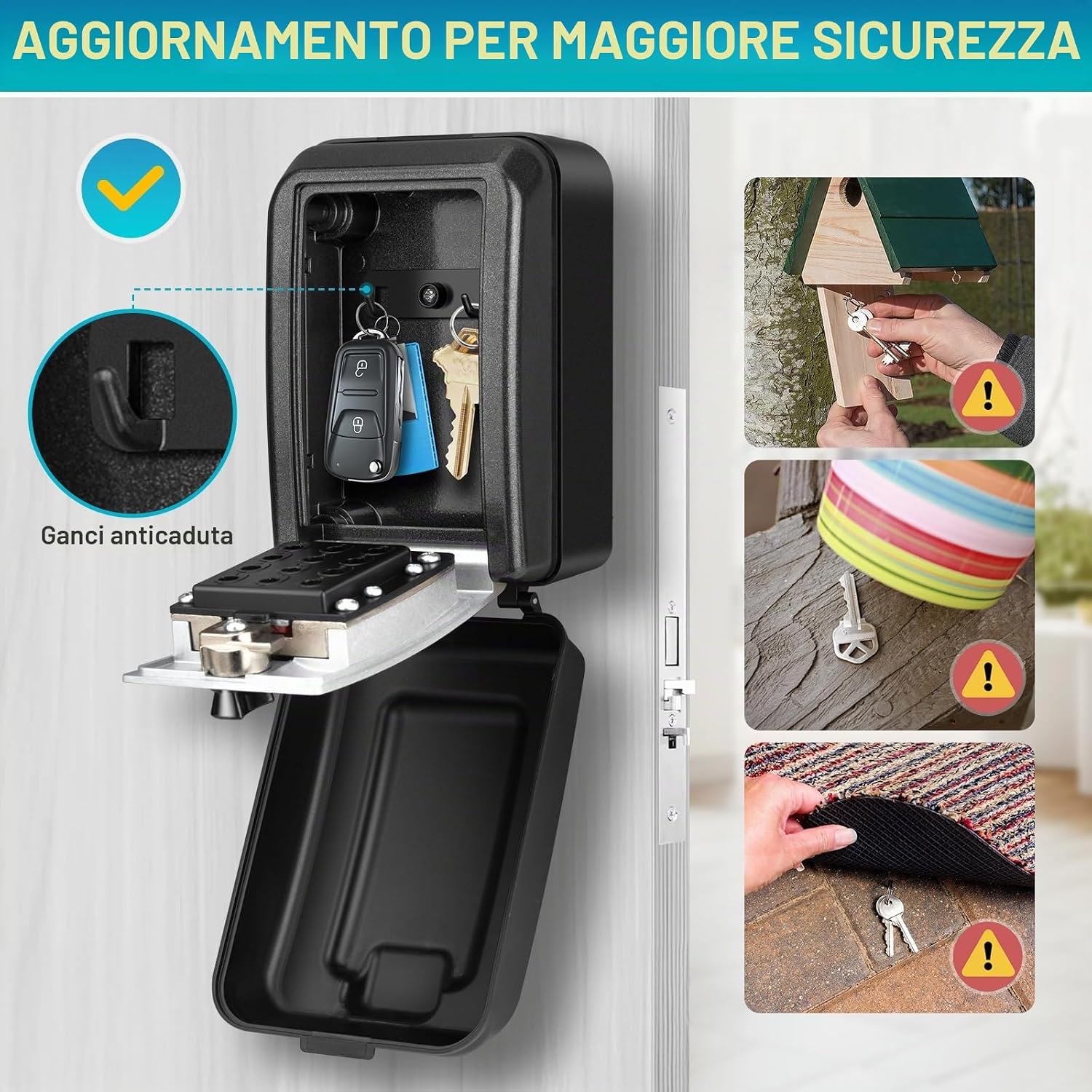 Detalle de BTNEEU Cassetta Chiavi con Codice a 12 cifre – Cassaforte da parete resistente alle intemperie per chiavi, accessi e piccoli oggetti