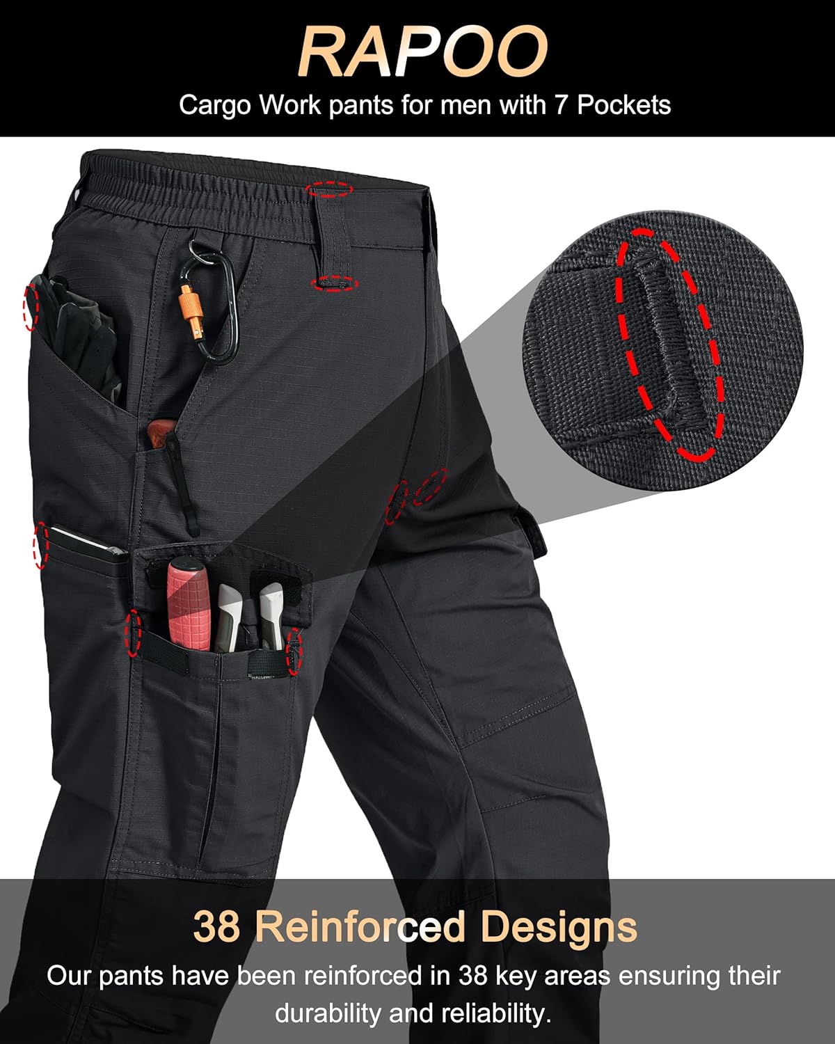 Thumbnail 1 de Rapoo Cargohose Herren Outdoor Workwear – Ripstop, 7 Taschen, ergonomischer Schnitt
