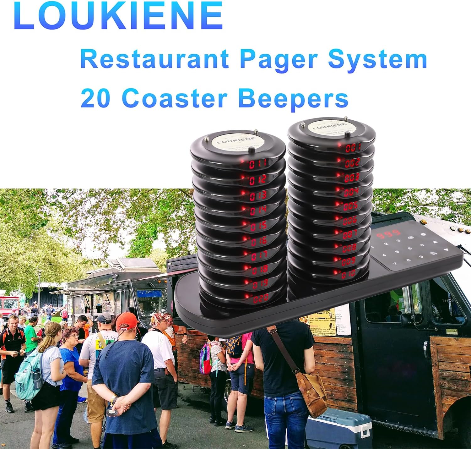 Thumbnail 5 de LOUKIENE Restaurant Pager System 20 Wireless Coaster Pagers