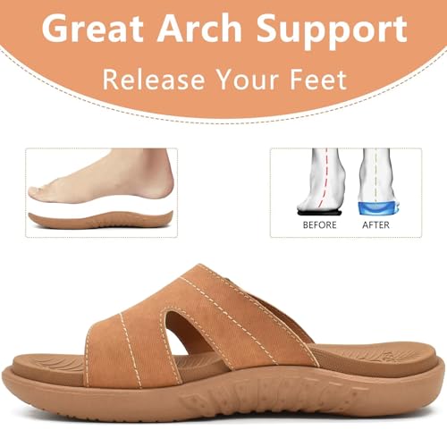 Detalle 2 de KuaiLu Womens Orthotic Slides: Arch-Support Slip-On Sandals for Everyday Comfort