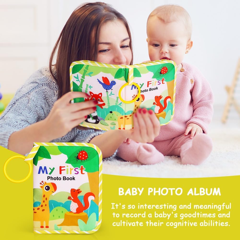 Detalle 2 de Aolso Album Nascita per Bambini e Neonati in tessuto morbido con copertina motivo e fino a 17 foto