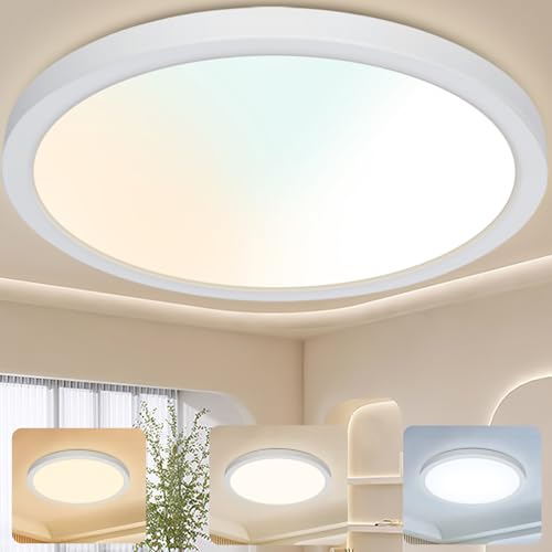 Detalle de Plafón LED de Techo GREAT JACOB 24W, Ø29 cm, 3 Temperaturas de Color (3000K/4000K/6500K) – Lámpara Circular Ultra Delgada