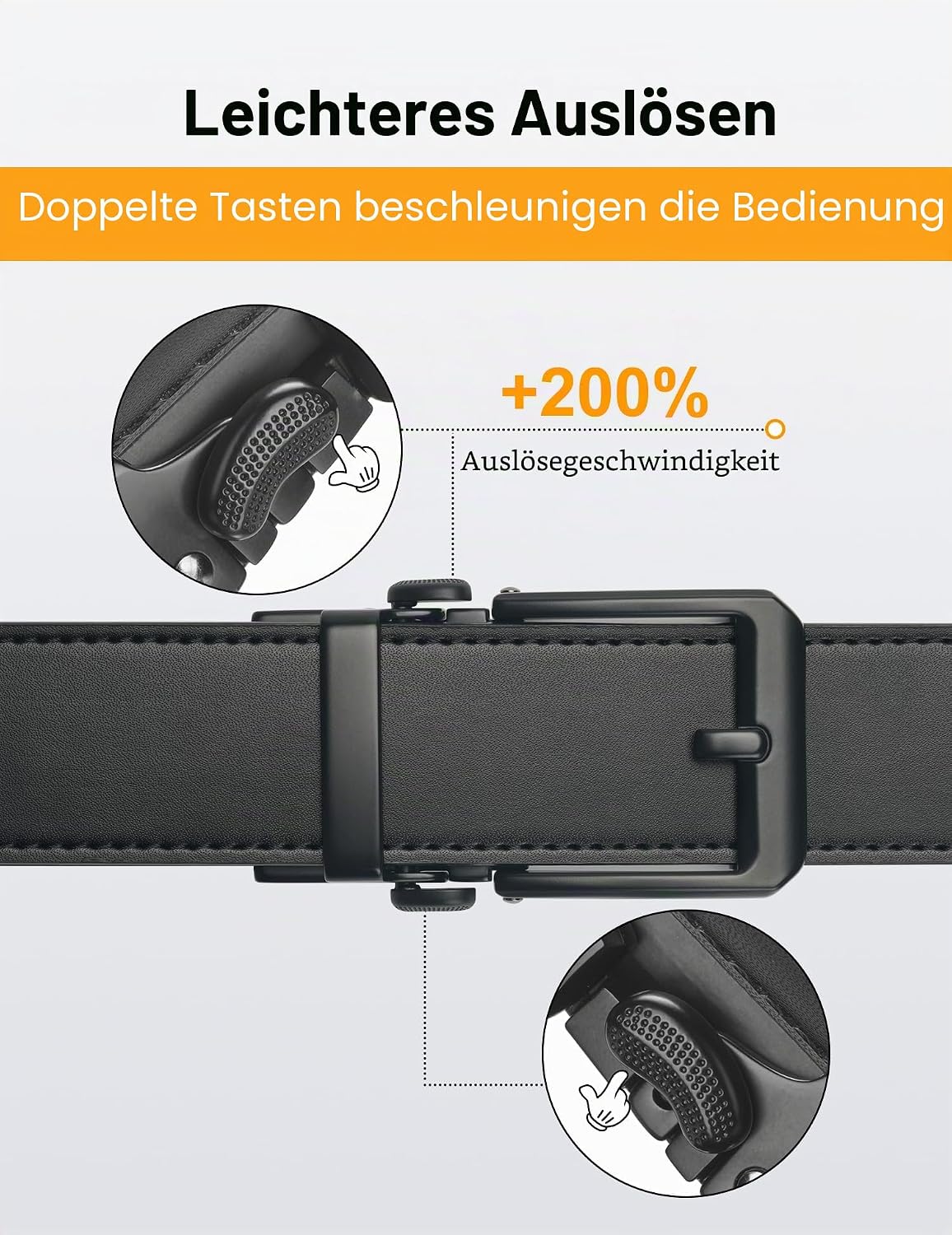 Detalle 2 de JUKMO Leder-Ratschengürtel 1,5" (38 mm) für Männer im Geschenkkarton