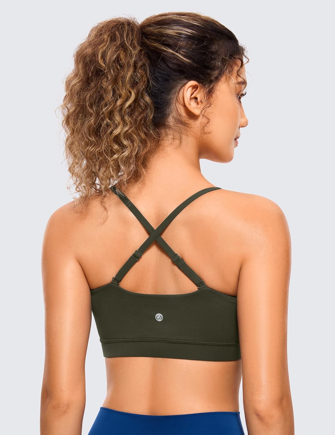 Detalle 2 de CRZ YOGA Women's Butterluxe Bandeau Sports Bra with Adjustable Straps and Removable Pads