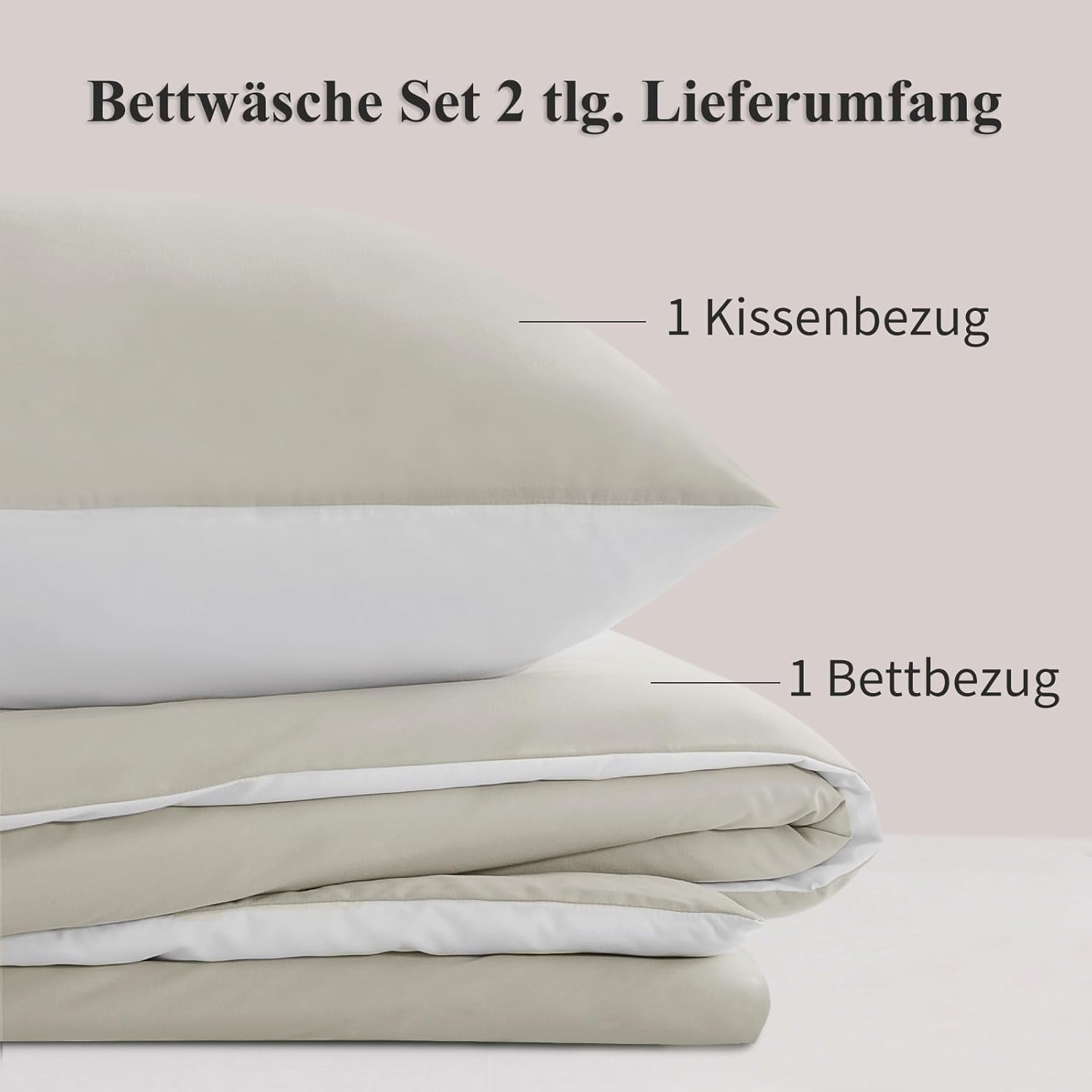 Thumbnail 6 de RUIKASI Bettwäsche 155x220 Beige Weiß