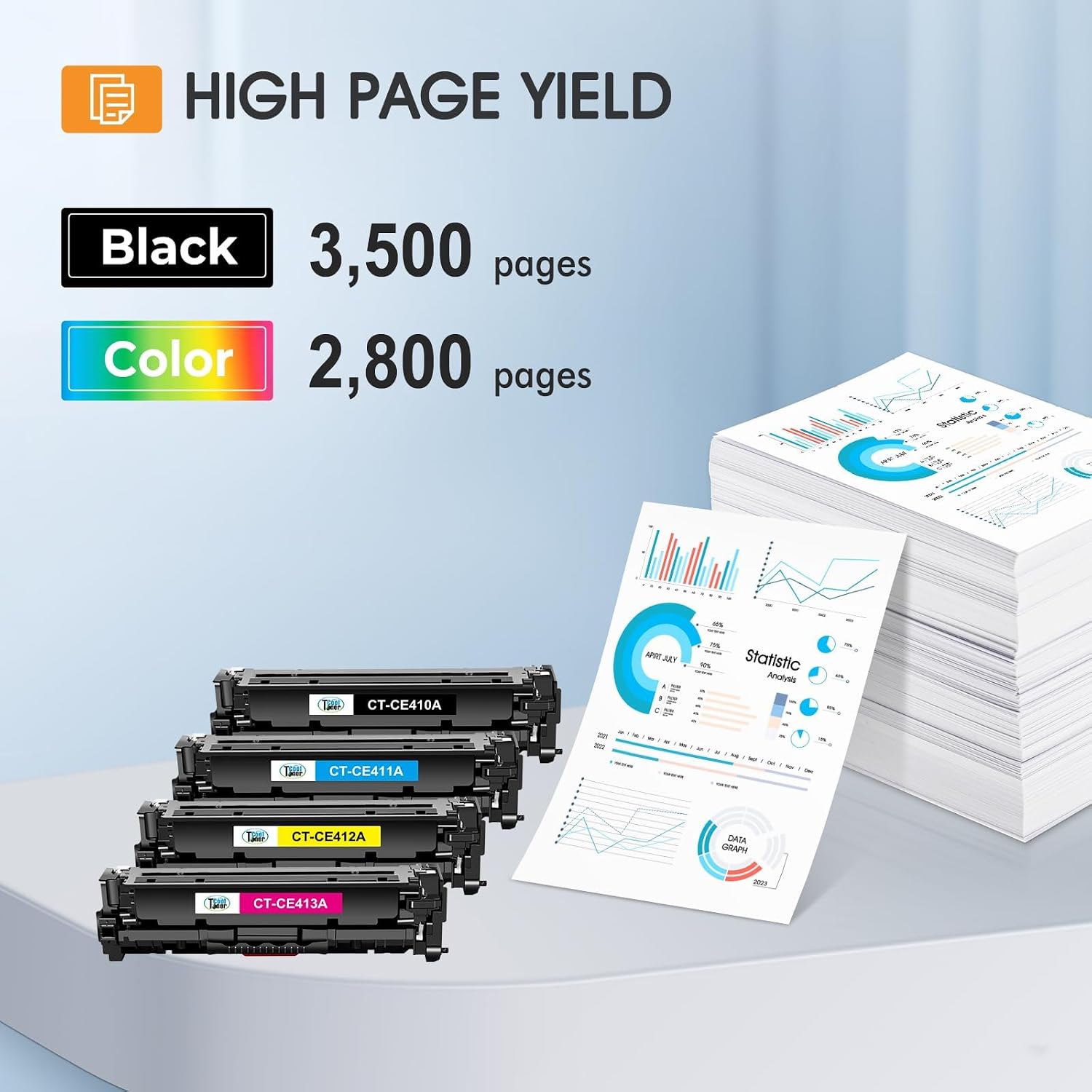 Detalle de Cool Toner 305A Toner Cartridge 4-Pack for HP LaserJet Pro Color Printers