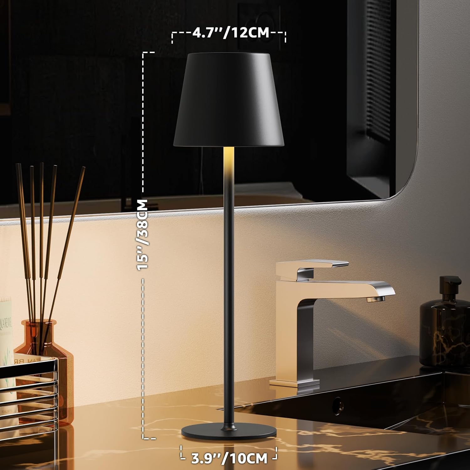 Thumbnail 3 de MALUX Kabellos Akku-Tischlampe dimmbar mit LED, USB‑C & IP44 (Schwarz)