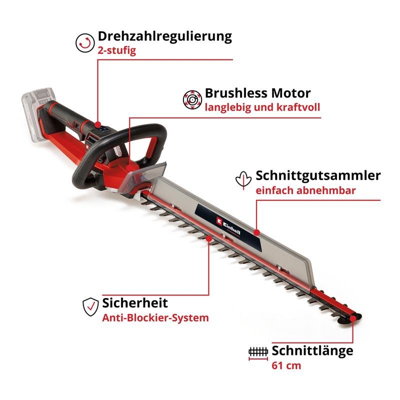 Detalle de Cortasetos Einhell GP-CH 18/61 Li BL-Solo Power X-Change 18V 61 cm