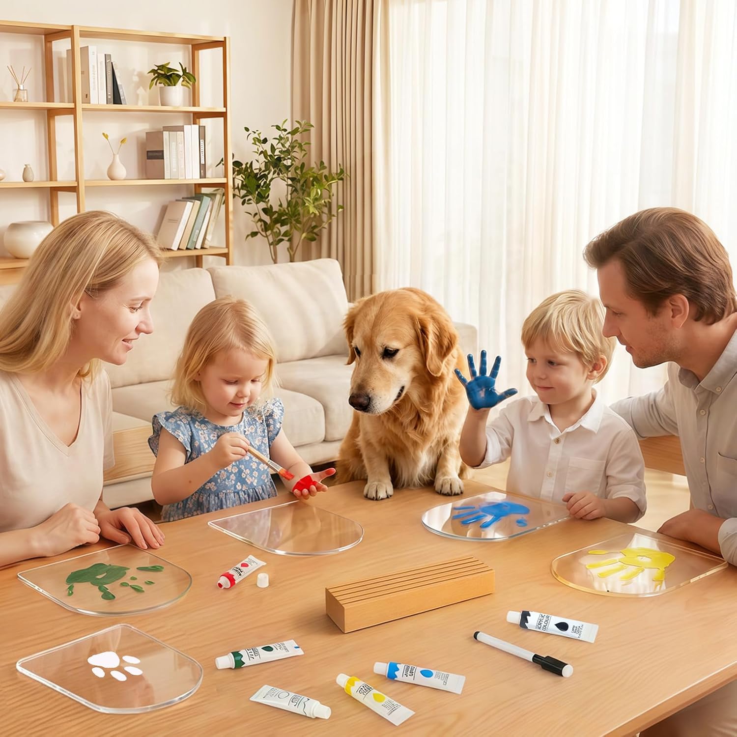 Thumbnail 3 de TOGOU2S Handabdruck Set Familie (Platz für 5), Fingerfarben ungiftig – Baby- und Fußabdrücke im Bilderrahmen