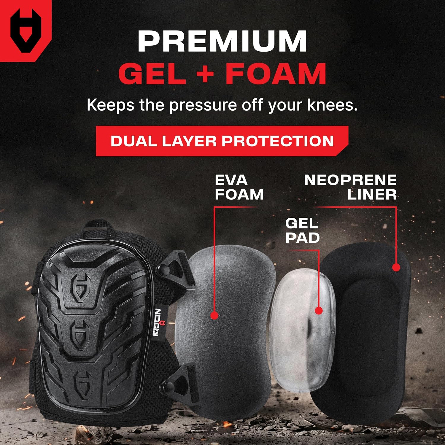 Detalle 2 de NoCry NC-PKP-V1B Construction Knee Pads with EVA Foam and Hard Cap