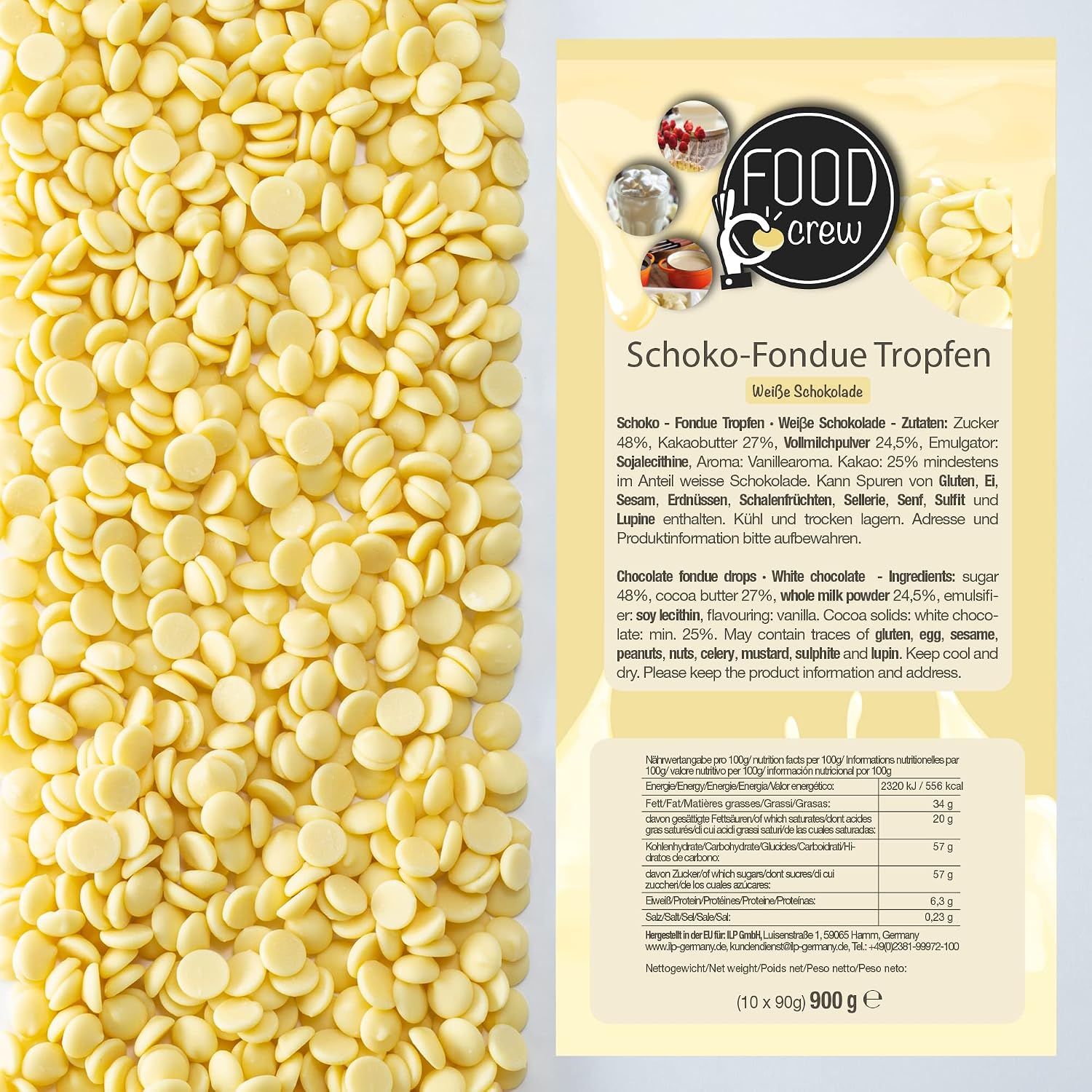 Detalle 2 de Weiße belgische Fondue-Schokolade 900 g
