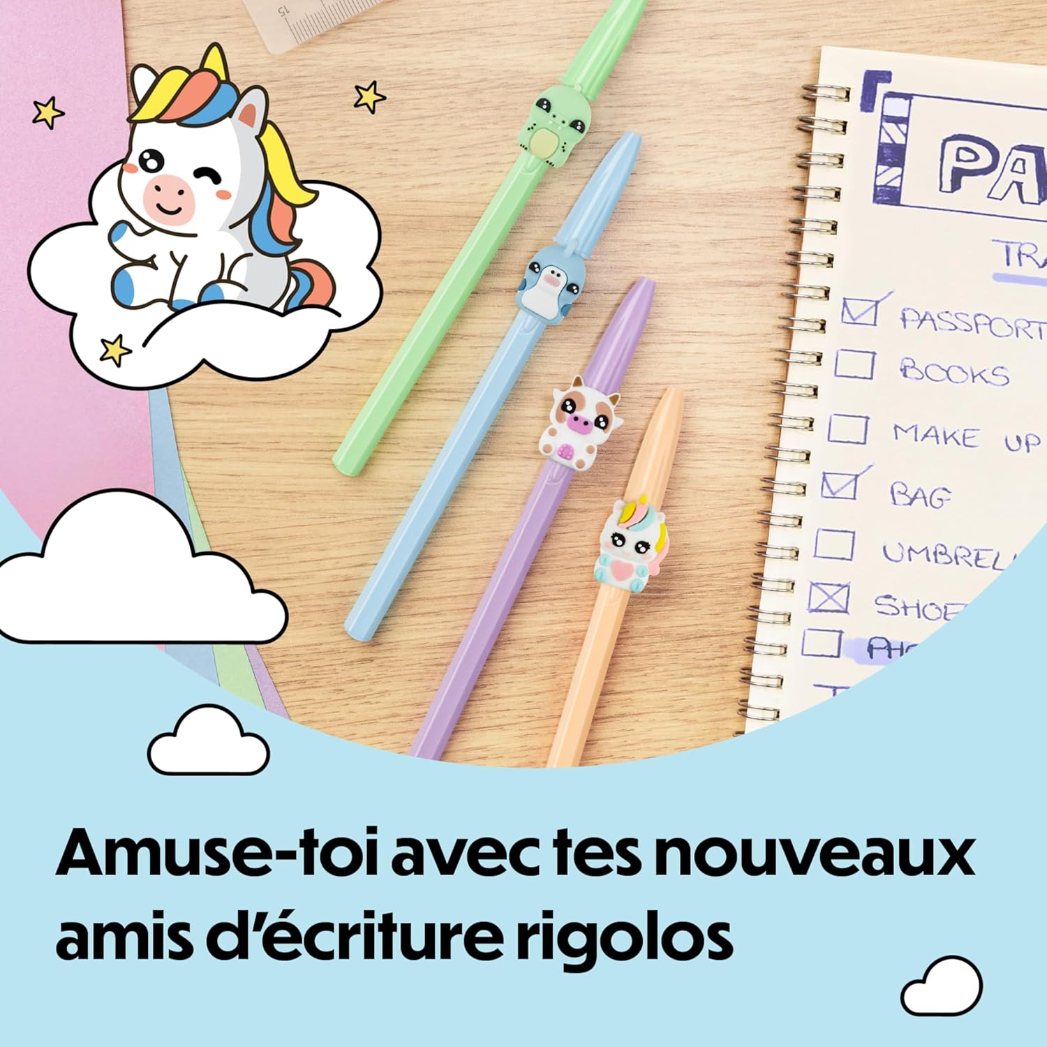 Thumbnail 5 de BIC lot de 5 stylos à bille Cristal Pastel Figurines – pointe moyenne 1,00 mm, encre bleue