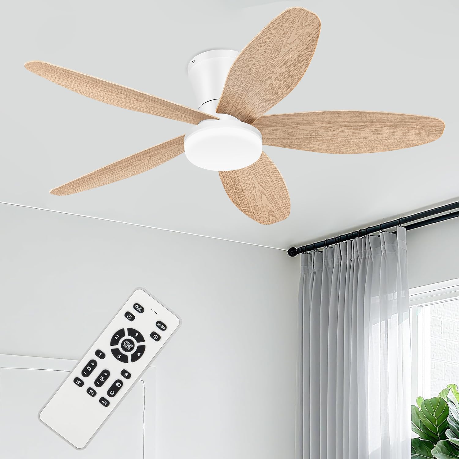 Detalle de Yoedivu CEILING FAN-011 42-Inch Ceiling Fan with Light, 6 Speeds