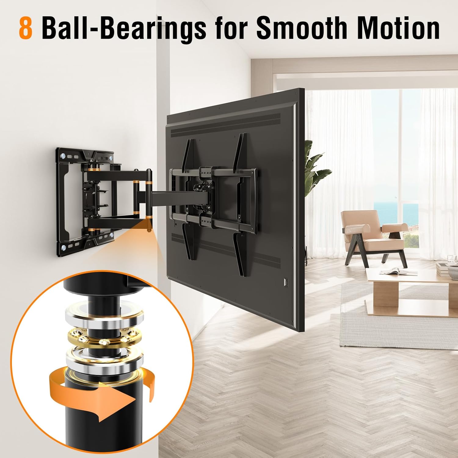 Thumbnail 1 de ELIVED TV Wall Mount for 37-82 Inch OLED/QLED TVs – Smooth Full Motion, 8 Ball Bearings, Up to 16.3" Extension, Max VESA 600x400mm