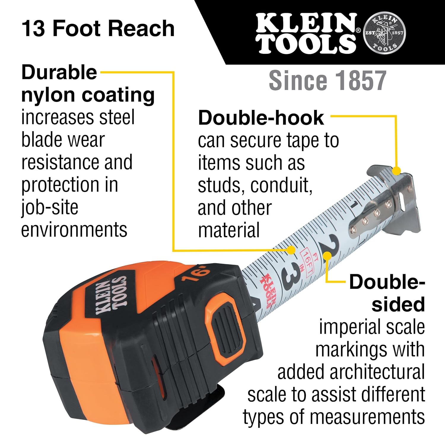 Detalle 2 de Klein Tools Tape Measure, 16-Foot