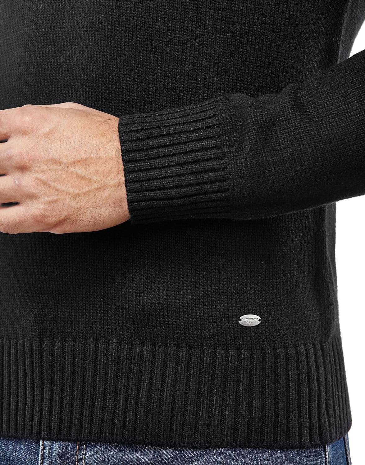 Thumbnail 3 de Maglione pullover elegante da uomo Vincenzo Boretti, collo sciallato a costine slim