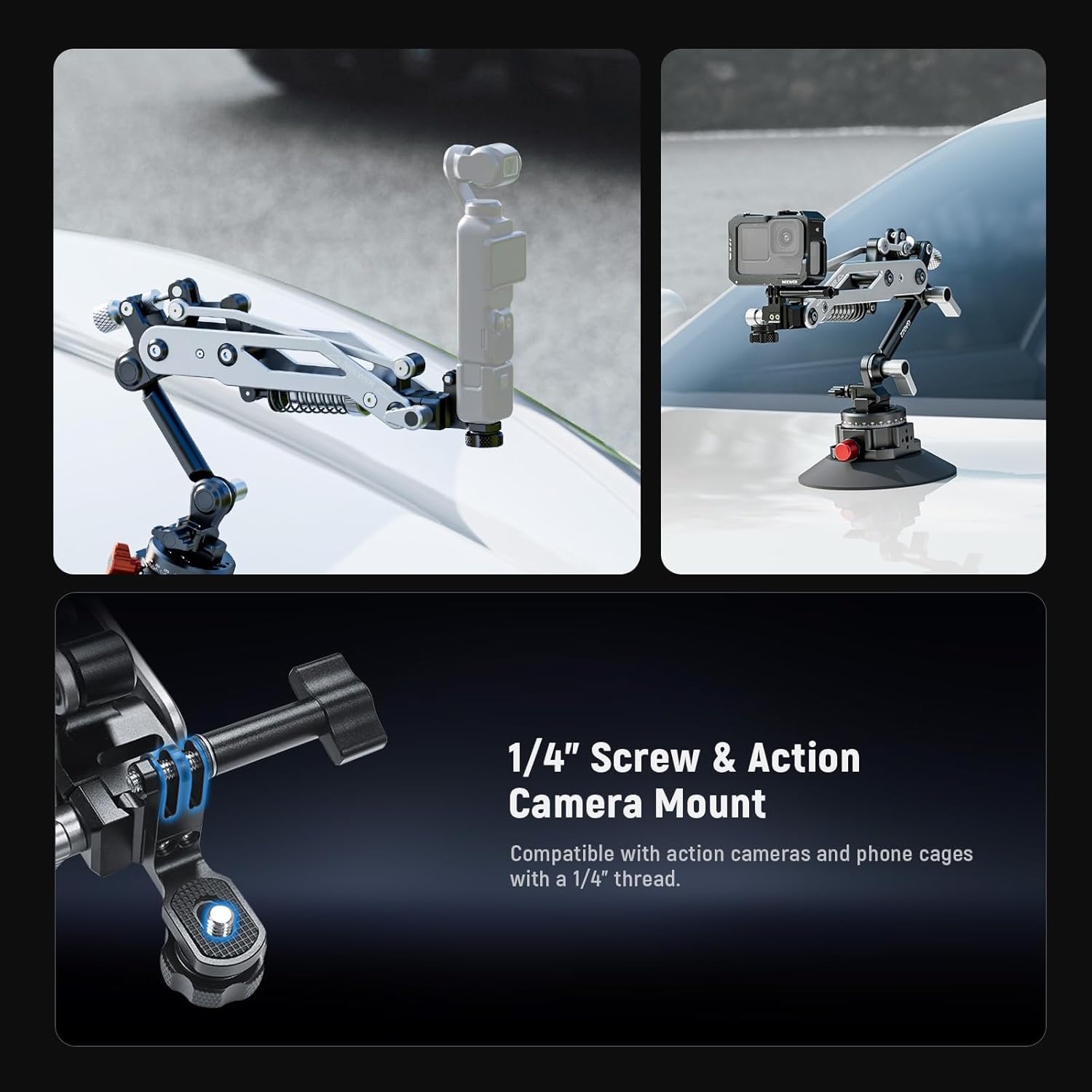 Thumbnail 6 de NEEWER GA022 Vacuum Suction Cup Car Mount with Hydraulic Boom Arm (NATO rail, up to 18oz/500g)