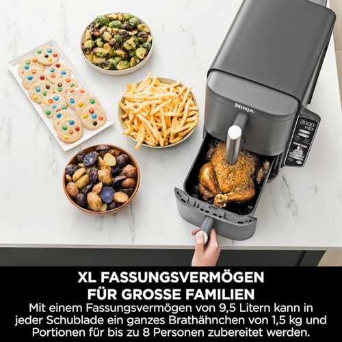 Detalle de Ninja Double Stack XL Heißluftfritteuse – 9,5 L, 4 Ebenen, Grau