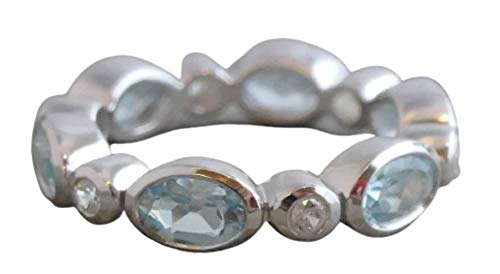 Thumbnail 6 de Blautopas und Zircon Ring von Sophia Rose Jewellery, US Größe 6 (Durchmesser 16,5 mm)