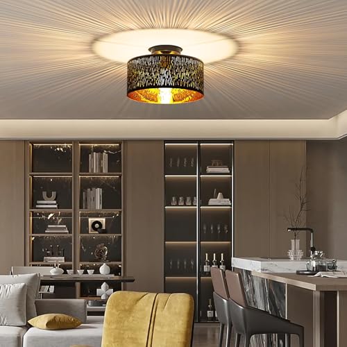 Detalle de FRIDEKO HOME Deckenlampe Schwarz Durchbrochener Rund Ø30cm Deckenleuchte