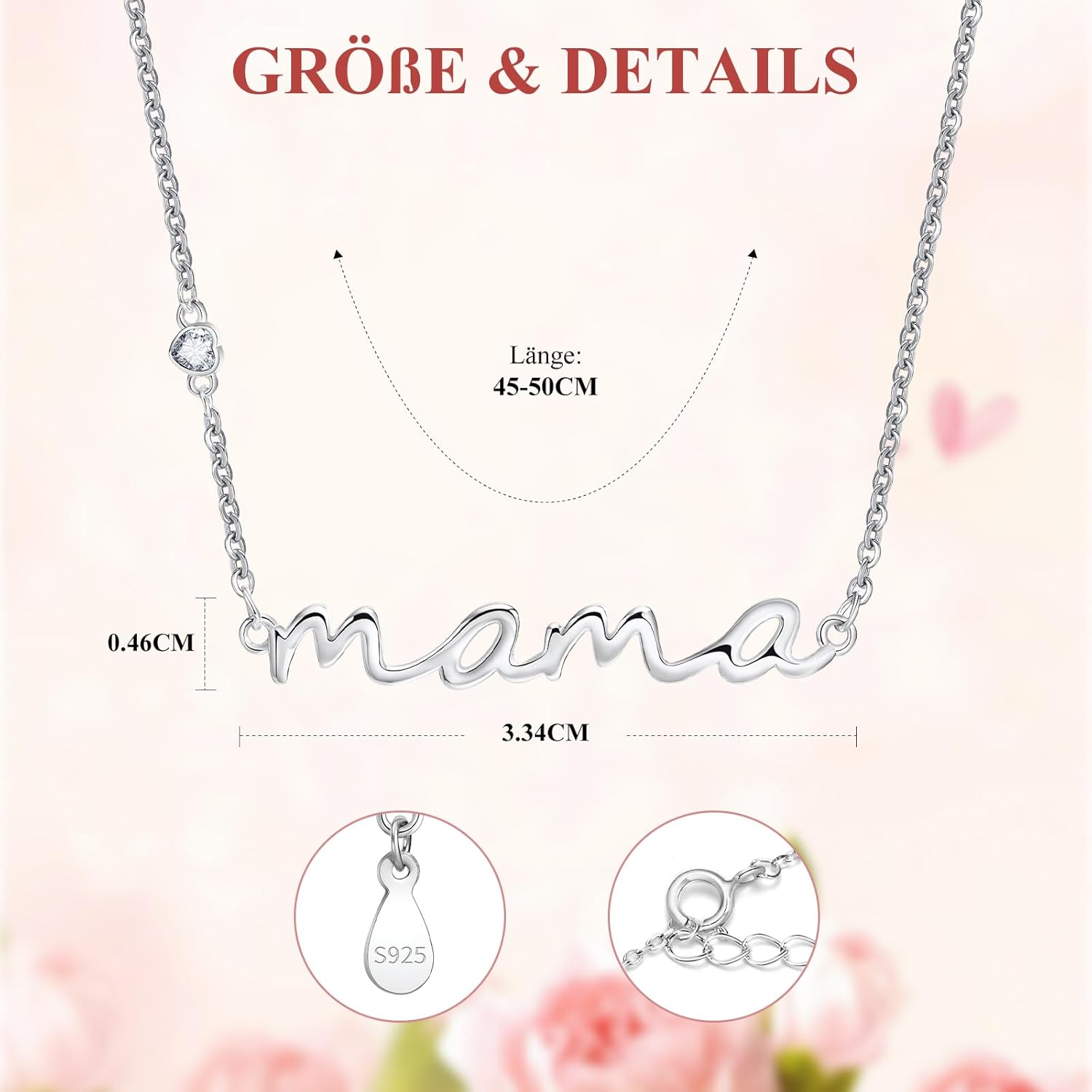 Thumbnail 5 de VNOX Muttertagsgeschenk Mama Kette aus 925 Sterling Silber mit Mama-Anhänger