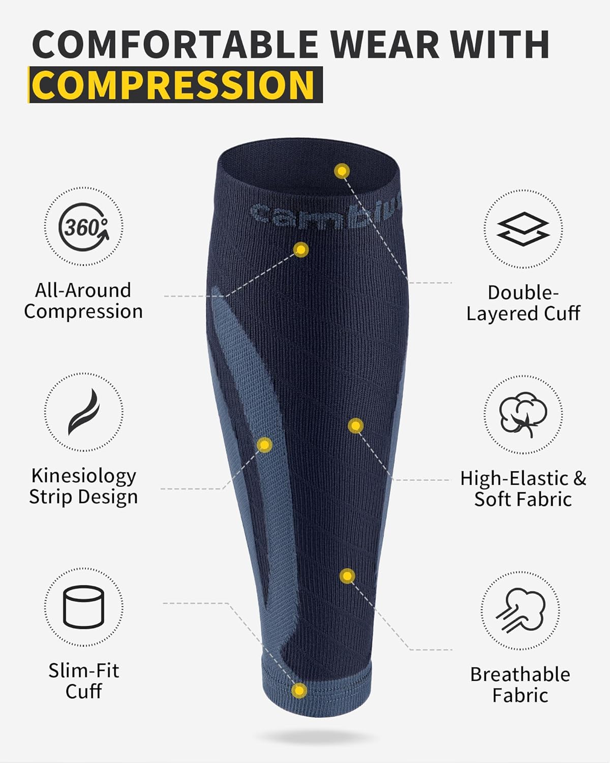 Detalle de CAMBIVO 2 Pairs Calf Compression Sleeve Review