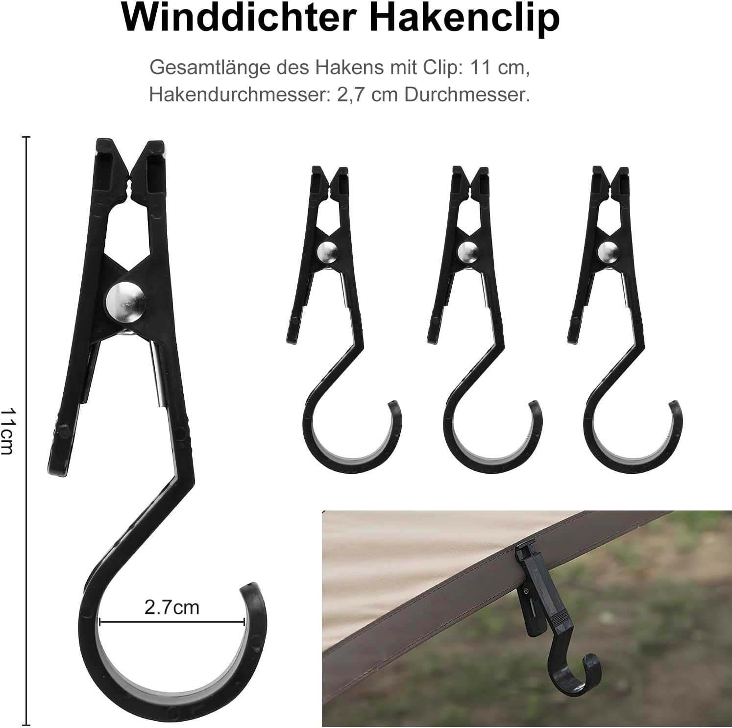 Thumbnail 1 de Wäscheklammern Zeltdach Clip – 4er-Set Multifunktionale Zeltclip-Lichthaken für Camping und Outdoor