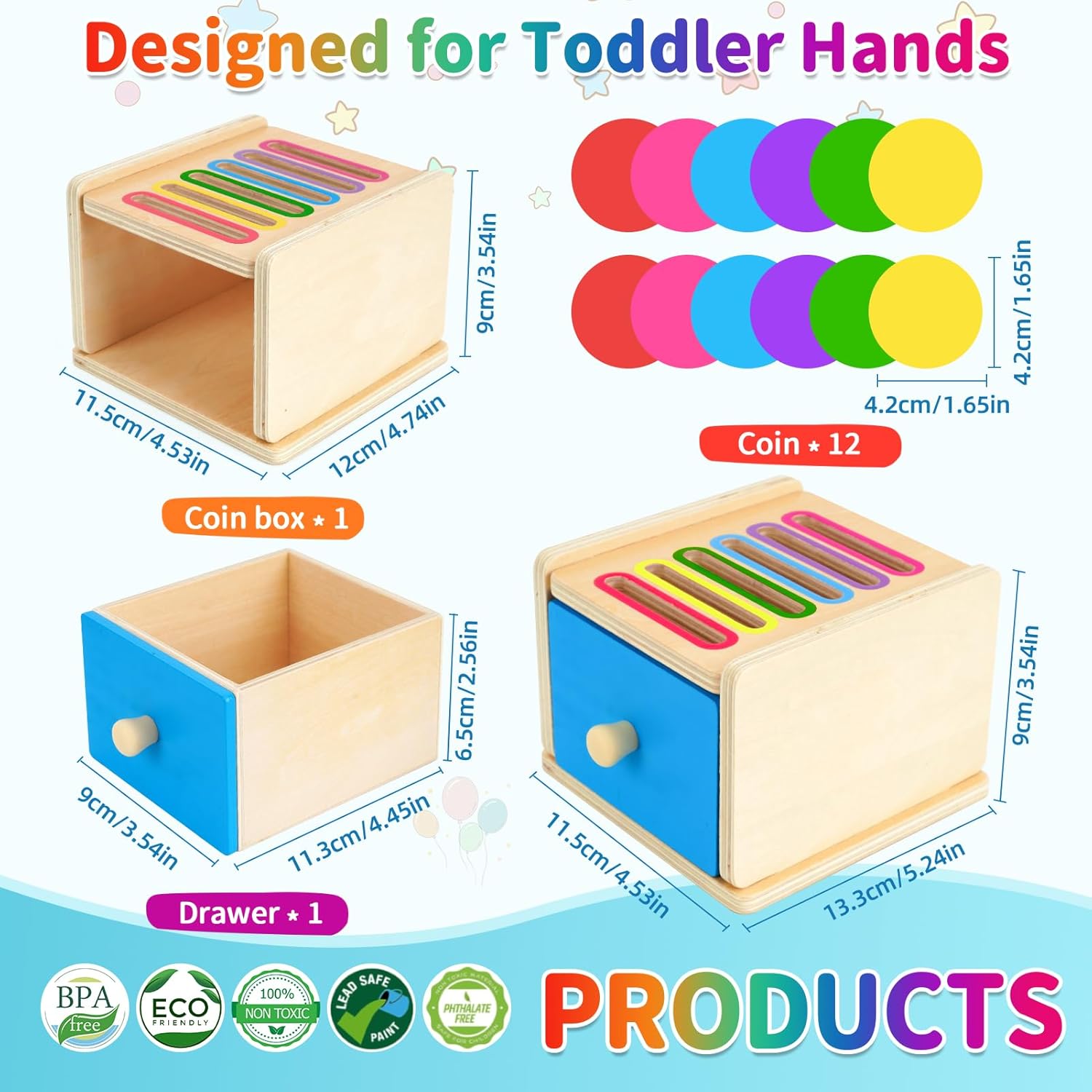 Thumbnail 4 de FCSONU Montessori Coin Box Toy for 1-3 yrs