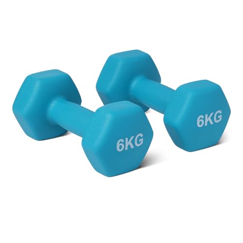 Detalle de Amazon Basics Mancuernas de Neopreno 6 kg (par) – conjunto resistente para casa