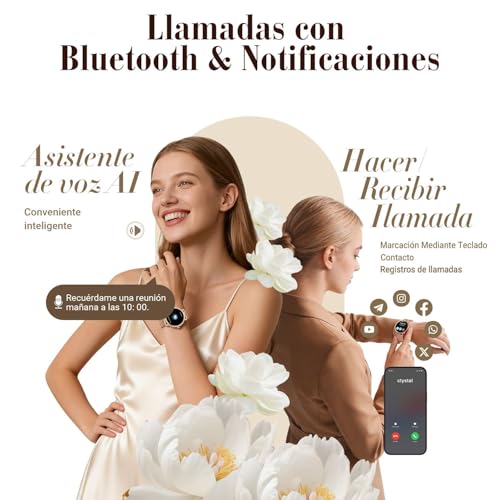Detalle de Smartwatch para Mujer Baolubao: 1.26" con Llamadas Bluetooth, Notificaciones y 100+ Modos Deportivos