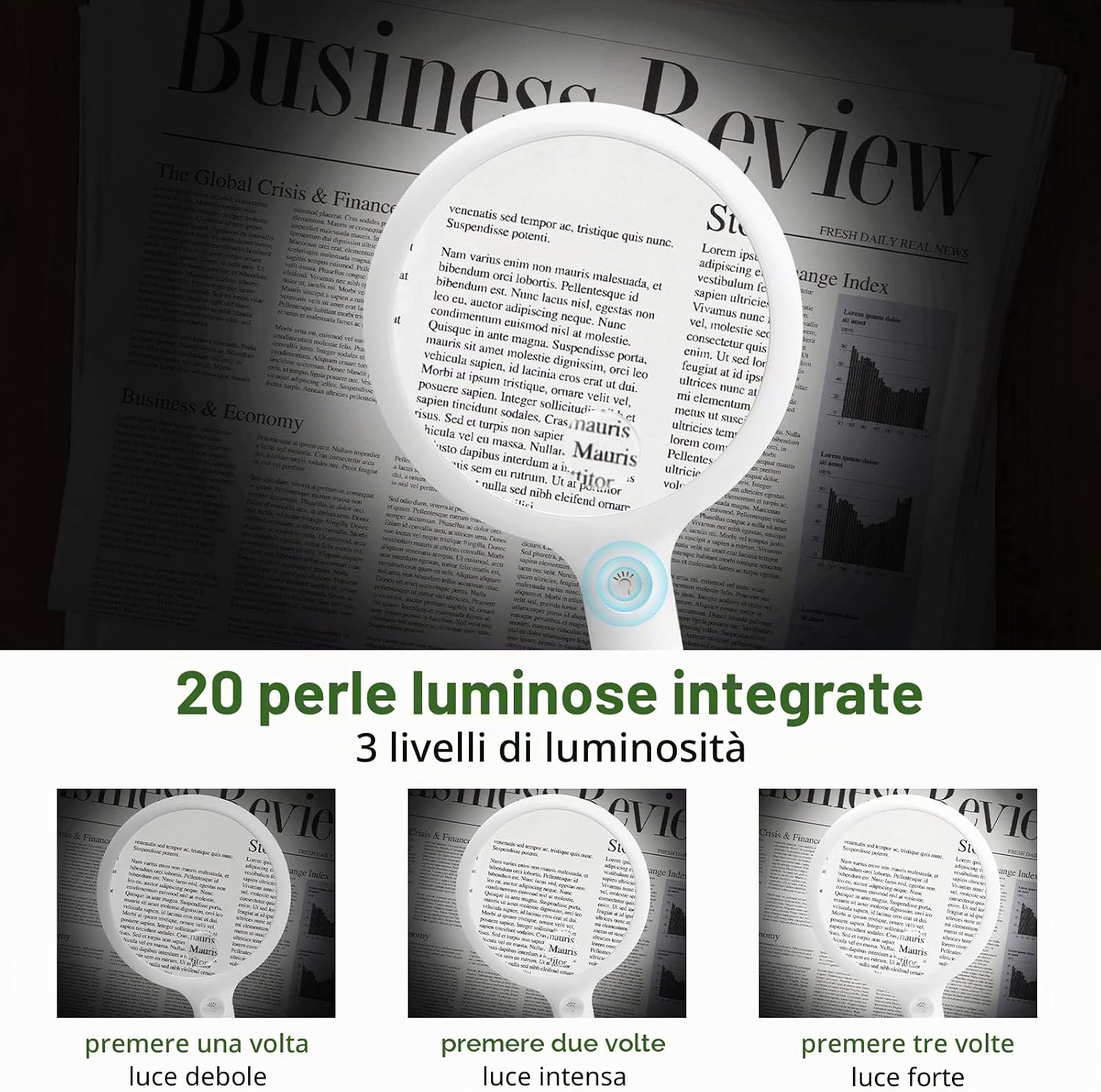 Thumbnail 3 de Lente d'ingrandimento con luce ricaricabile 30x – Professionale, LED 20 e 3 modalità di luminosità (Bianco)