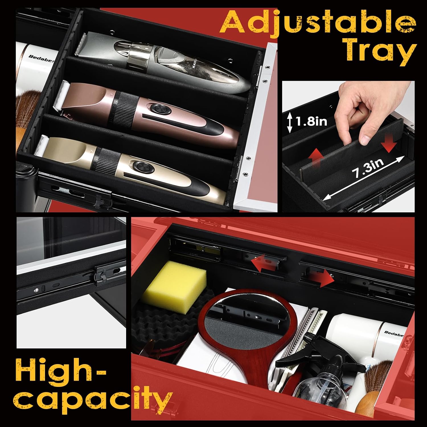 Thumbnail 3 de Yueieoun Barber Case 6 Clippers Sliding Tray: Professional On-the-Go Tool Organizer