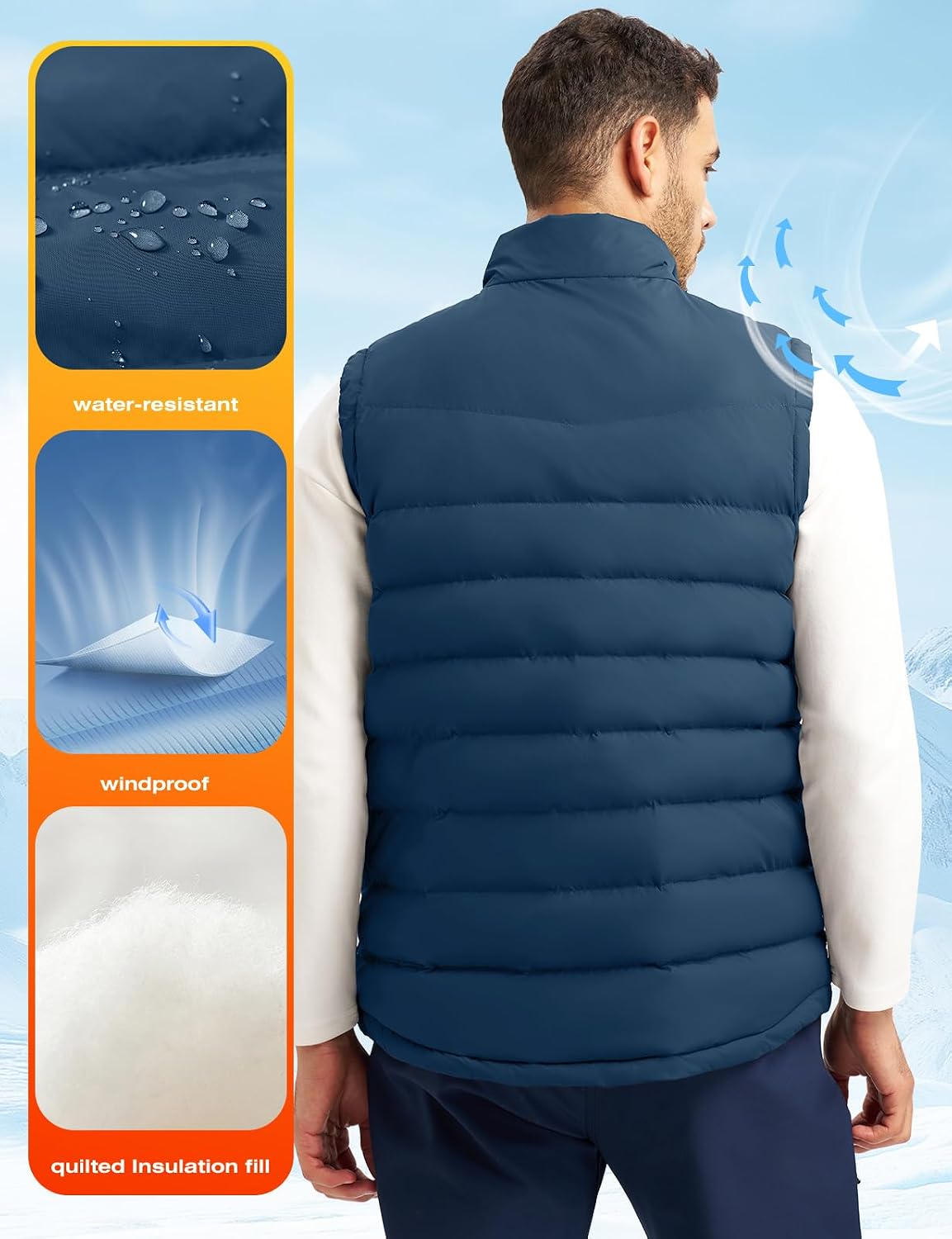 Detalle de Rdruko Men's Quilted Puffer Vest