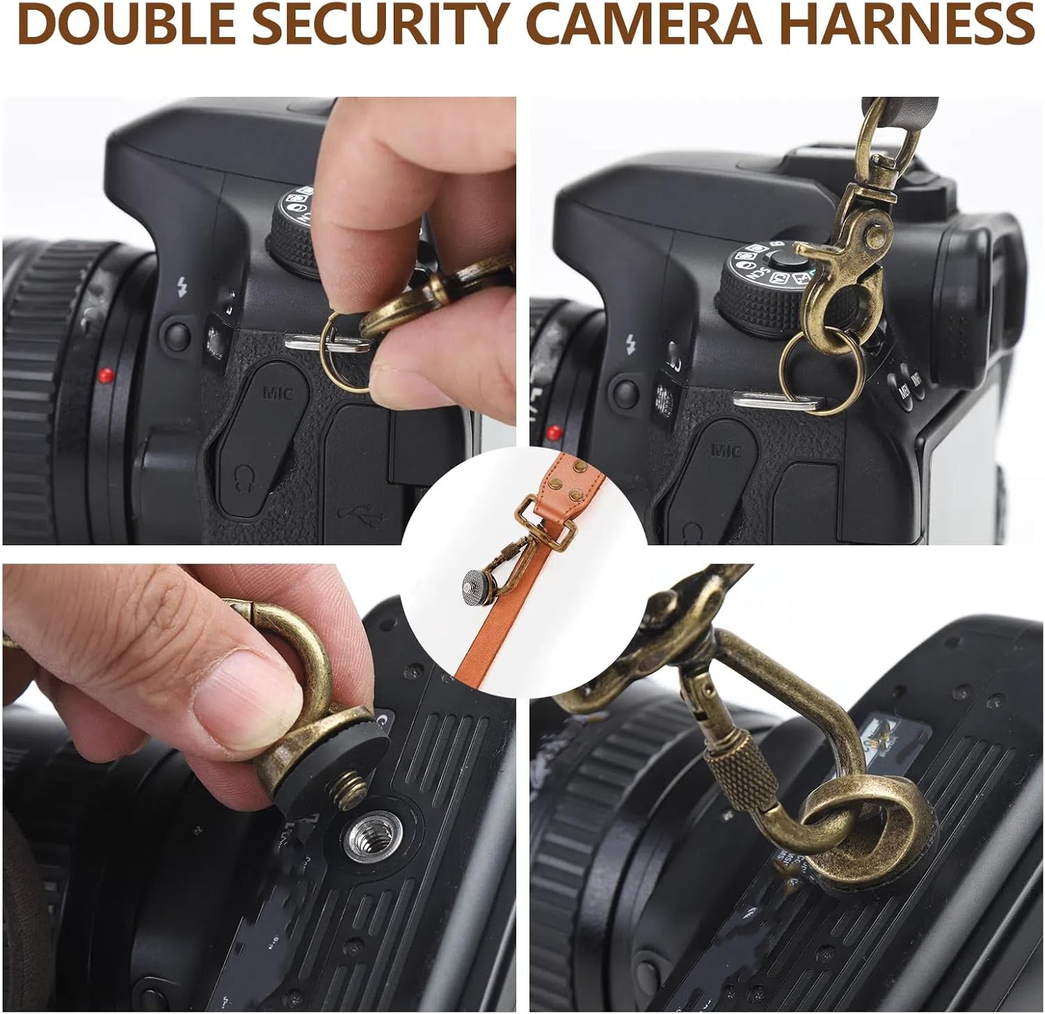 Detalle de 4J LEDR Dual Shoulder Leather Dual Camera Harness Strap for DSLR/SLR