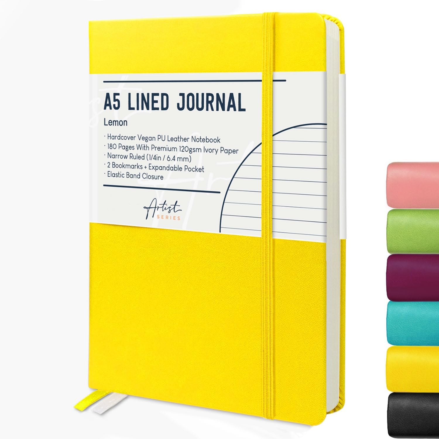 Detalle de STATIONERY ISLAND Notizbuch A5 Liniert – Hardcover, 180 Seiten, 120 g/m²