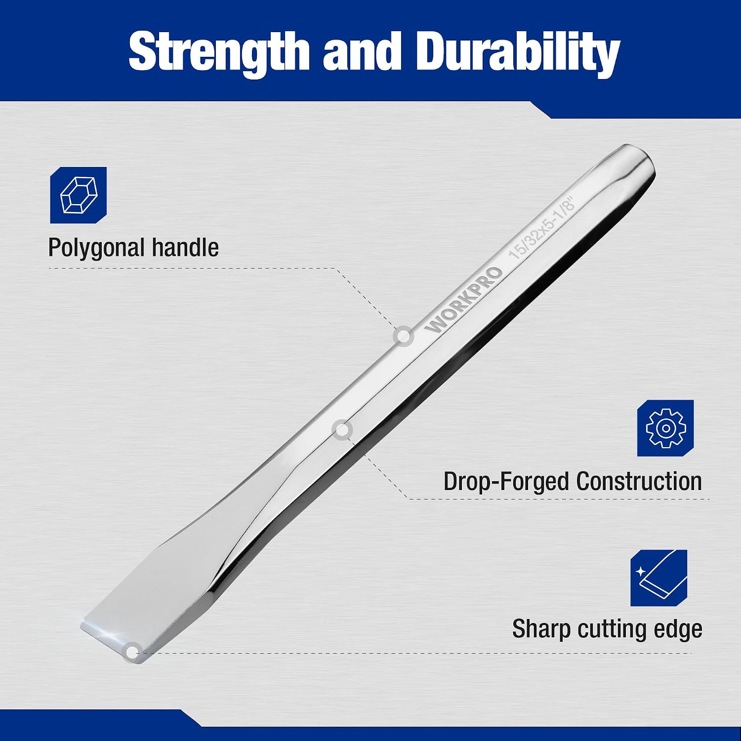 Detalle de WORKPRO Punch and Chisel Set in Cr-V Steel
