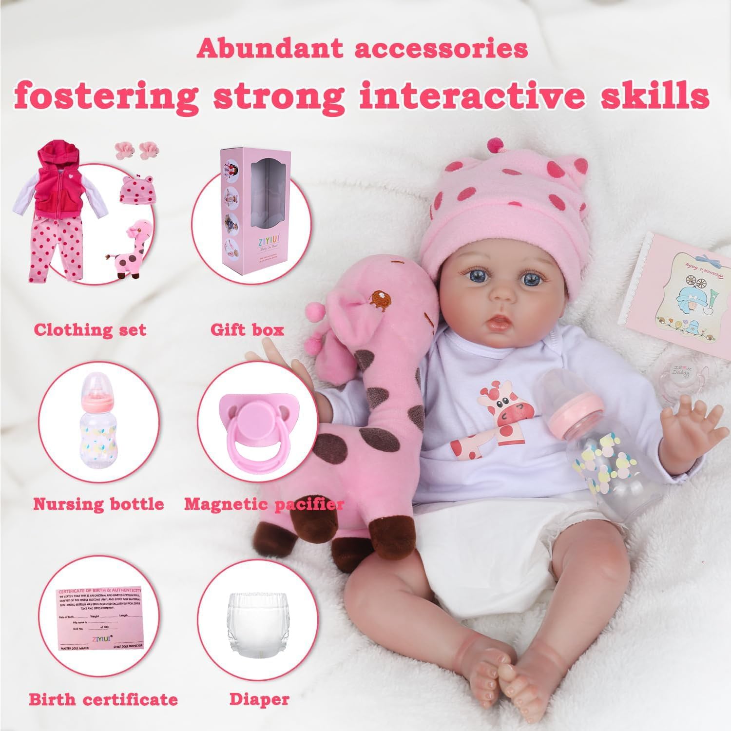 Detalle 1 de ZIYIUI 0080 lalka Reborn 55 cm z winylowo-silikonową głową i kończynami