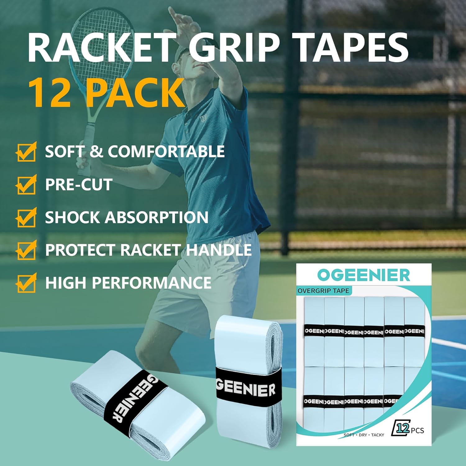 Detalle 2 de Ogeenier Grips de tennis anti-dérapants 12